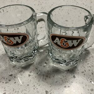 Vintage A&W Baby Root Beer Glass Mugs - Set of 2